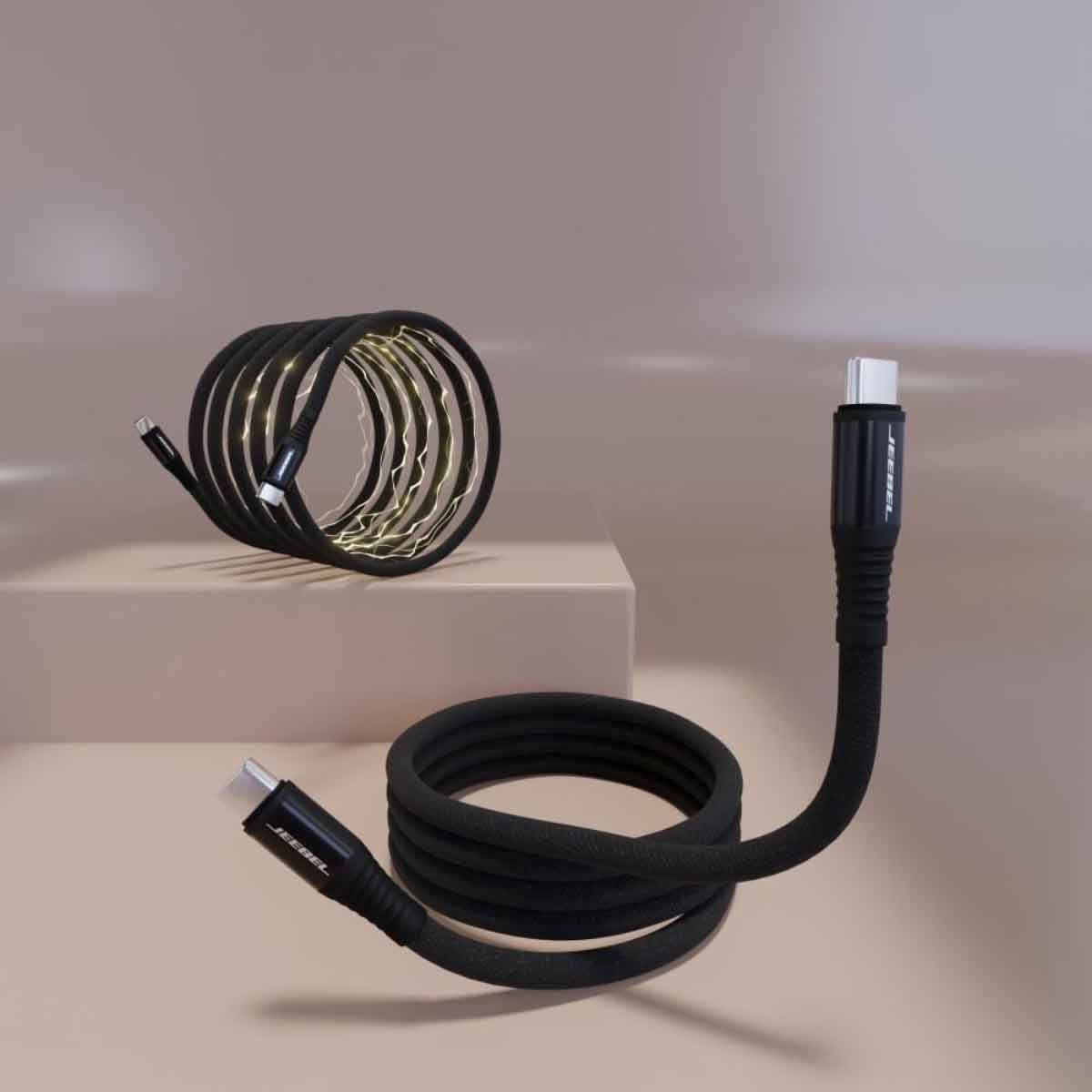 جيبل كابل شحن مغناطيسي USB-C إلى USB-C بقدرة 240 واط بطول 2 متر باللون الأسود