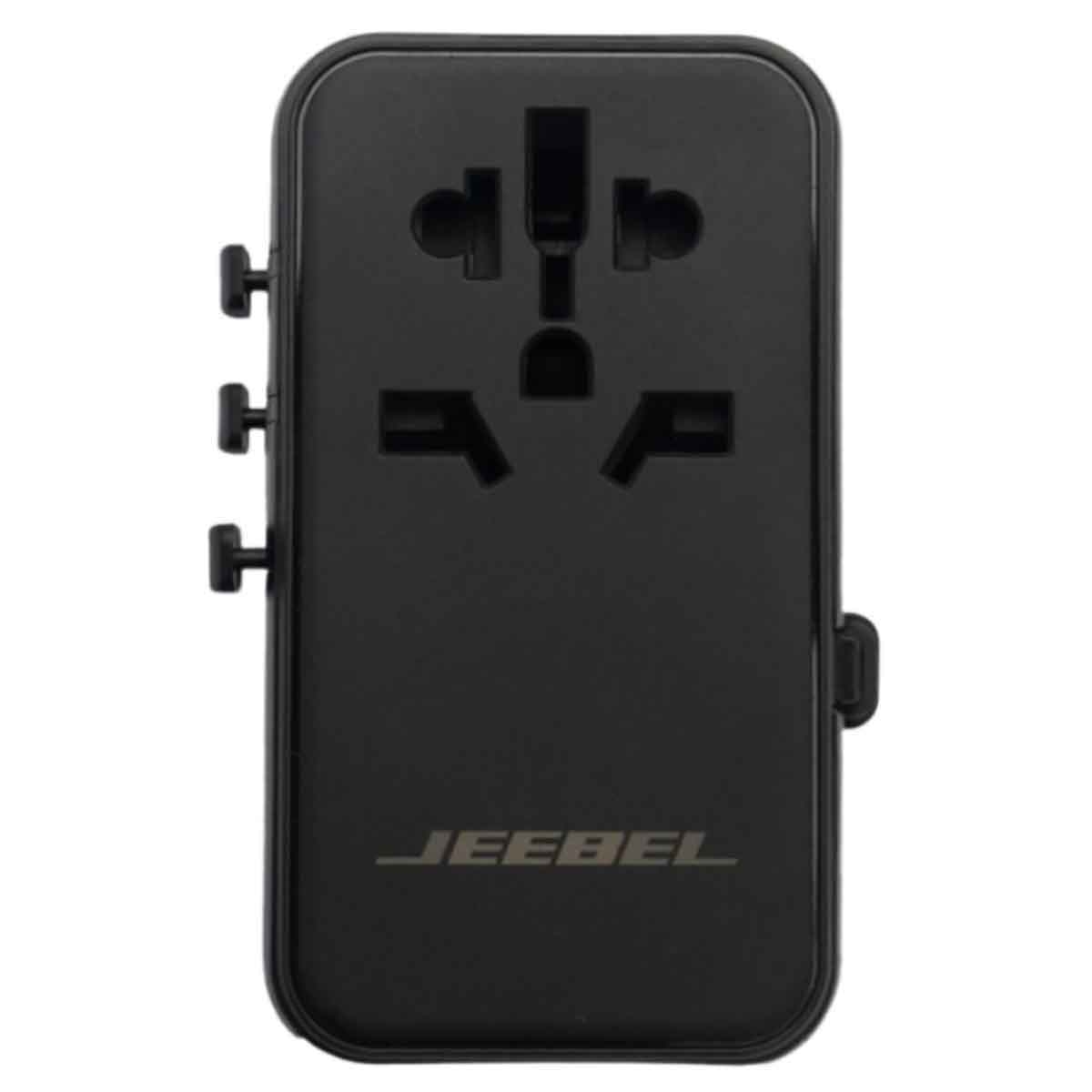 جيبل محول سفر عالمي 65 واط GaN مع كابل USB-C مدمج باللون الأسود