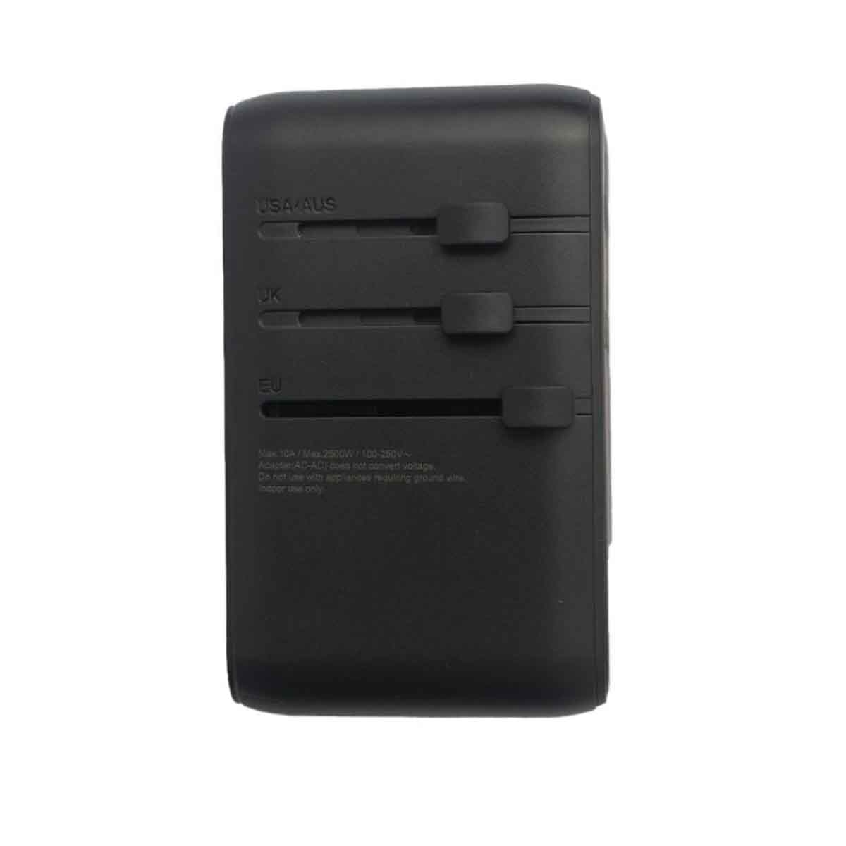 جيبل محول سفر عالمي 65 واط GaN مع كابل USB-C مدمج باللون الأسود