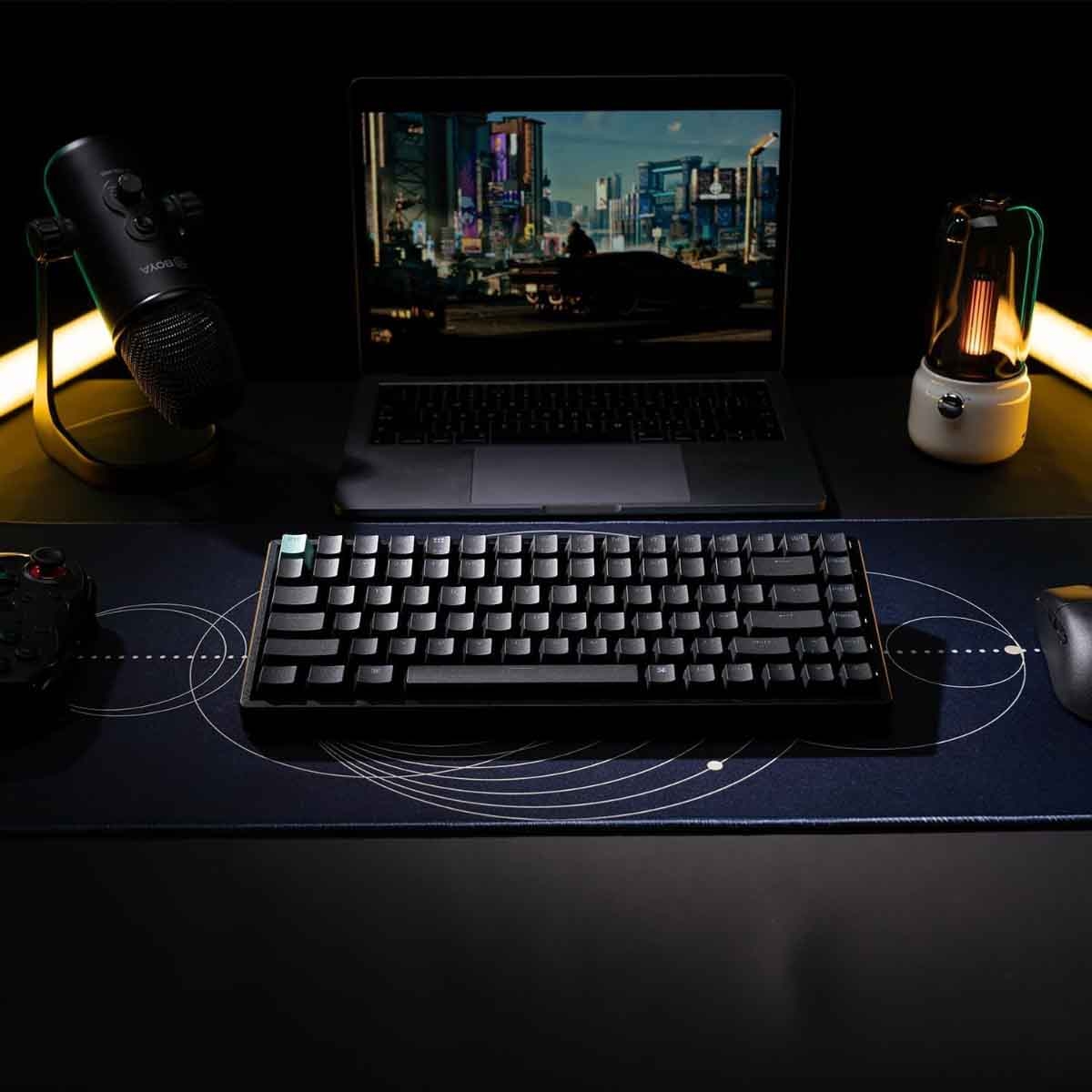 كايكرون K2 HE أسود لوحة مفاتيح لاسلكية للألعاب بنسبة 75٪ بإضاءة RGB وتخطيط عربي