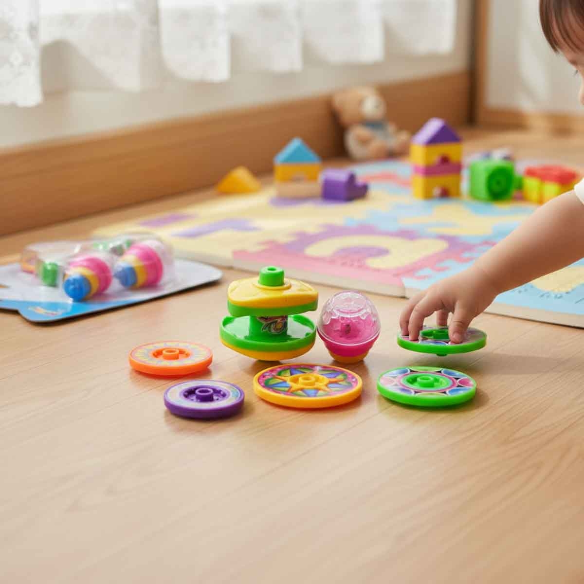 كيدزبرو لعبة دوّامة مضيئة تعمل بالبطارية للأطفال للجنسين، 3-4 سنوات