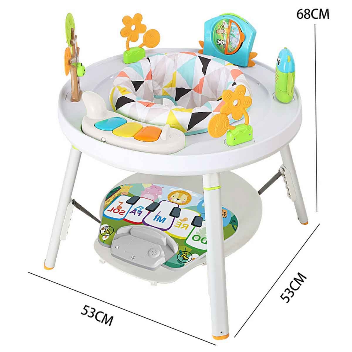 كيكي بيبي كرسي قفز للأطفال 3 في 1 باللون الرمادي بقاعدة منحنية ونظام امتصاص صدمات من عمر 0-2 سنة