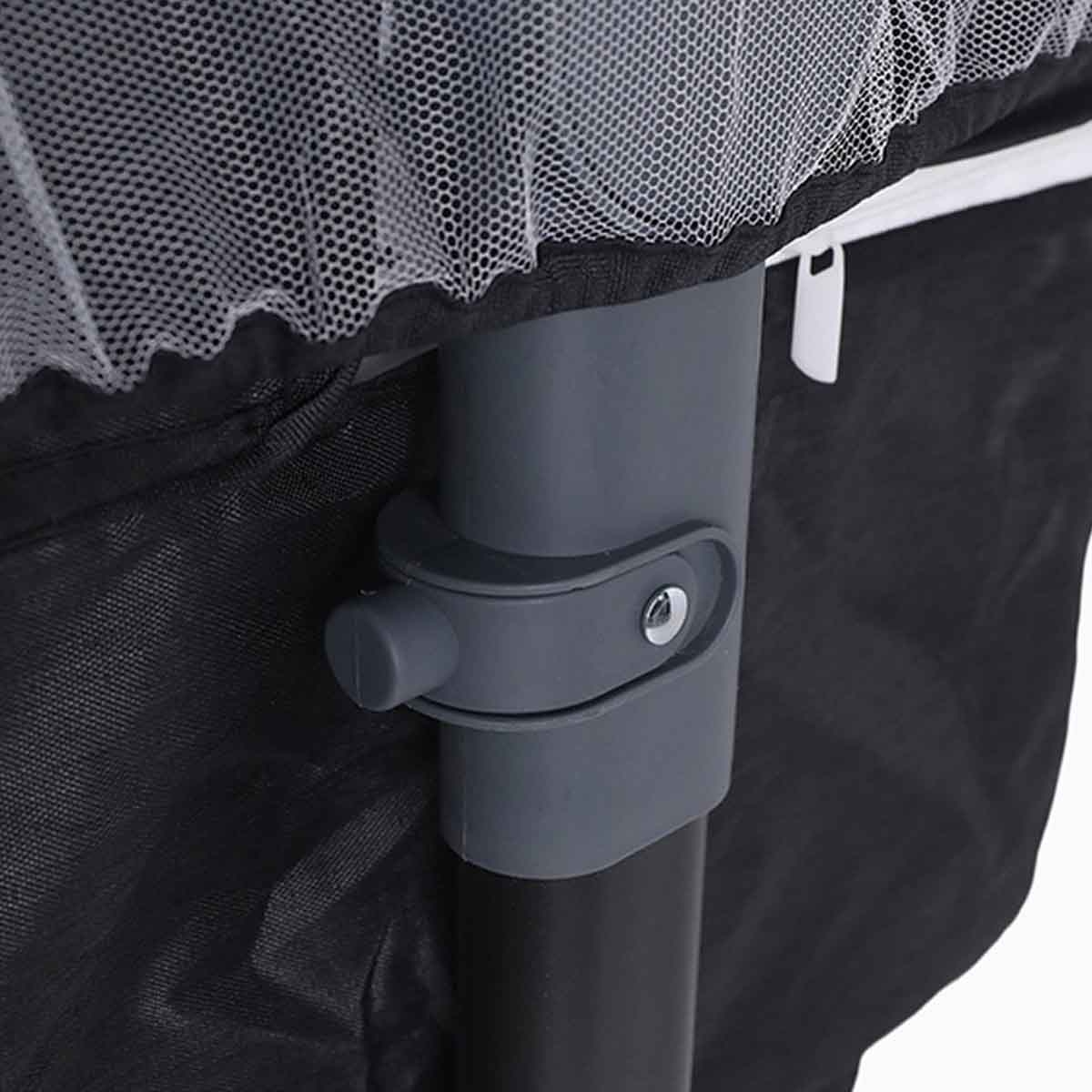 كيكي بيبي سرير جانبي للأطفال 3 في 1 باللون الرمادي الداكن مع سلة تخزين وناموسية ومرتبة قابلة للتنفس من عمر 0-2 سنة