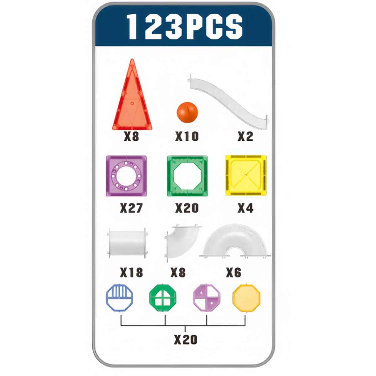 كيكي بيبي مجموعة مكعبات مغناطيسية ملوّنة للنوافذ مكونة من 123 قطعة للأطفال من عمر 0-2 سنة