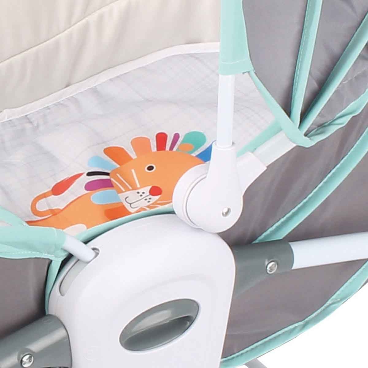 كيكي بيبي سرير هزاز 5 في 1 باللون الرمادي مع مقعد دوّار 360° وموسيقى قابلة للتعديل للأطفال من عمر 0-2 سنة