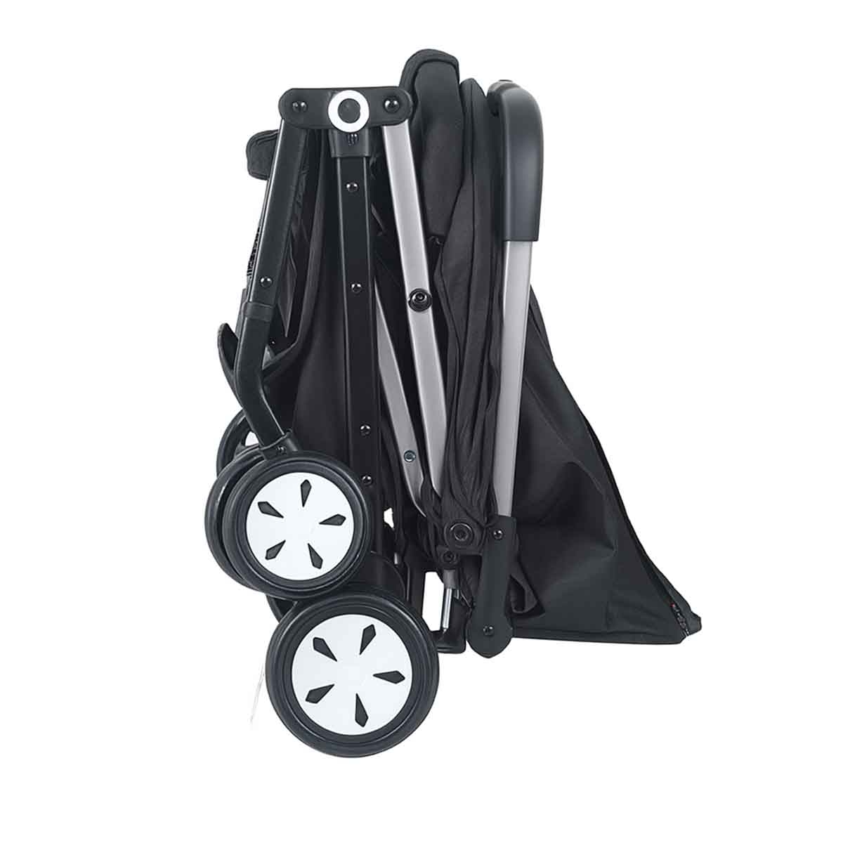 كيكي بيبي عربة أطفال خفيفة الوزن باللون الأسود مع مقبض سحب