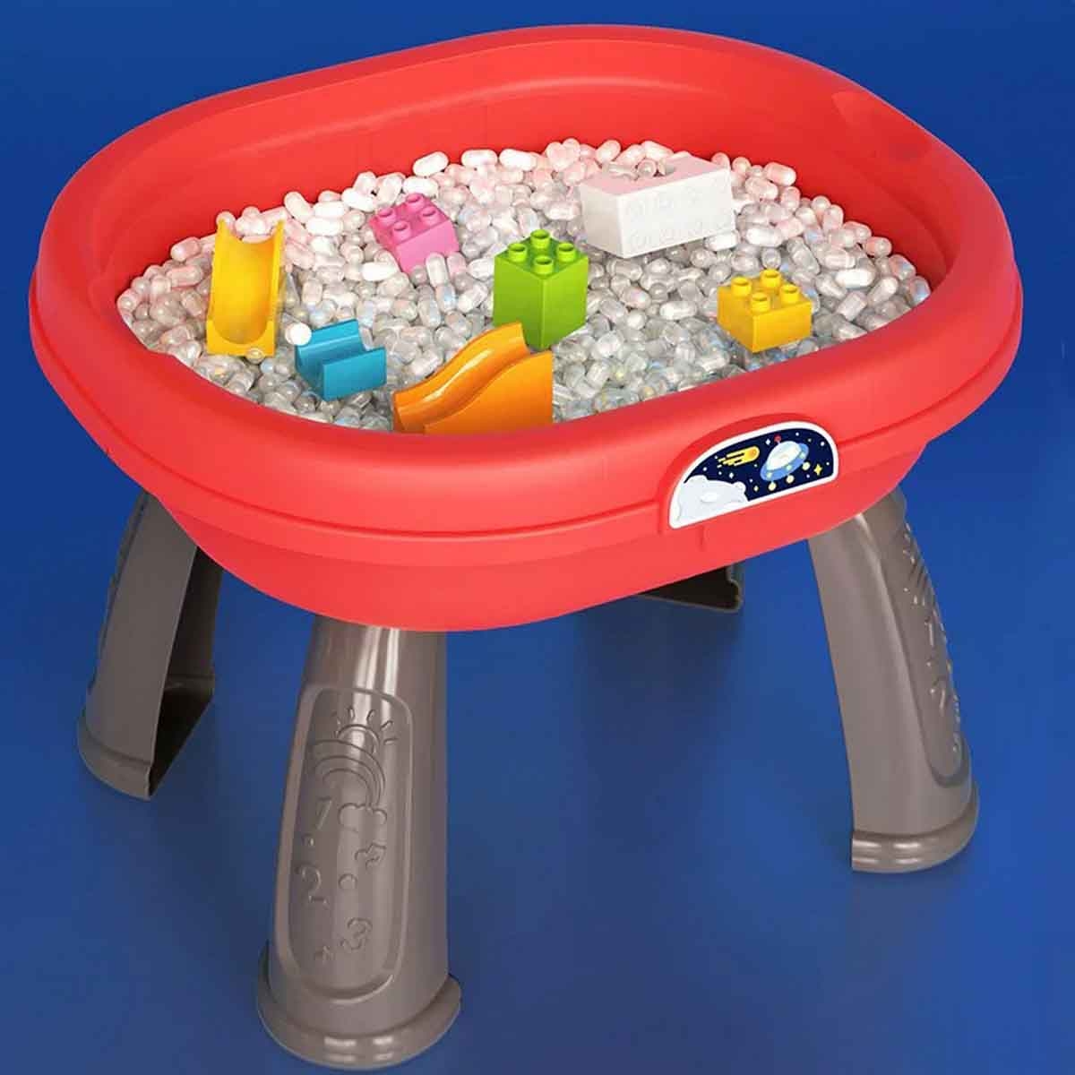 كيكي بيبي طاولة ألعاب متعددة الوظائف من جهتين بلون أحمر بتصميم مياو مياو للأطفال من عمر 0-2 سنة