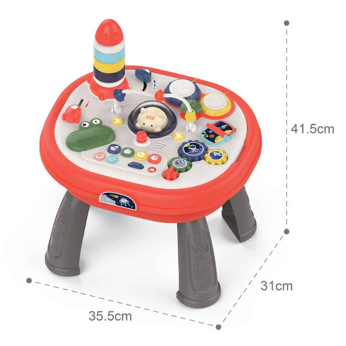 كيكي بيبي طاولة ألعاب متعددة الوظائف من جهتين بلون أحمر بتصميم مياو مياو للأطفال من عمر 0-2 سنة