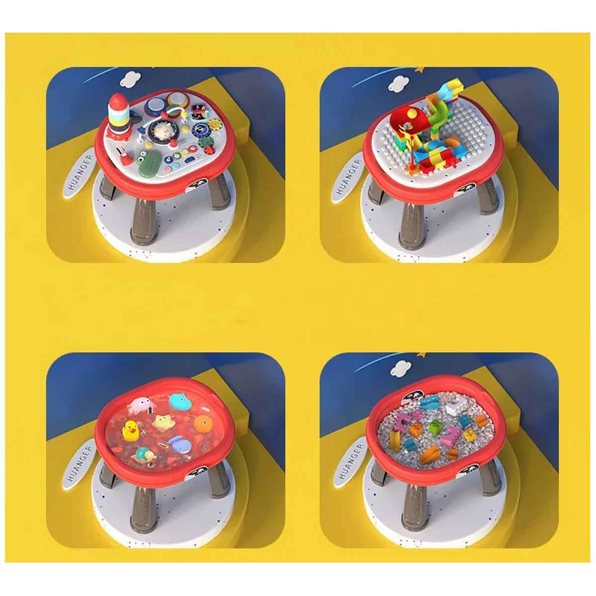 كيكي بيبي طاولة ألعاب متعددة الوظائف من جهتين بلون أحمر بتصميم مياو مياو للأطفال من عمر 0-2 سنة