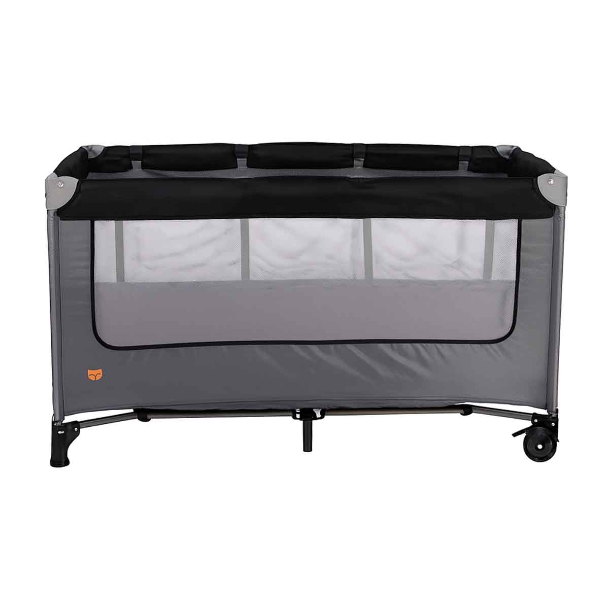 كيكي بيبي سرير أطفال قابل للطي متعدد الوظائف باللون الأسود مع منطقة لعب للأطفال من عمر 0-2 سنة