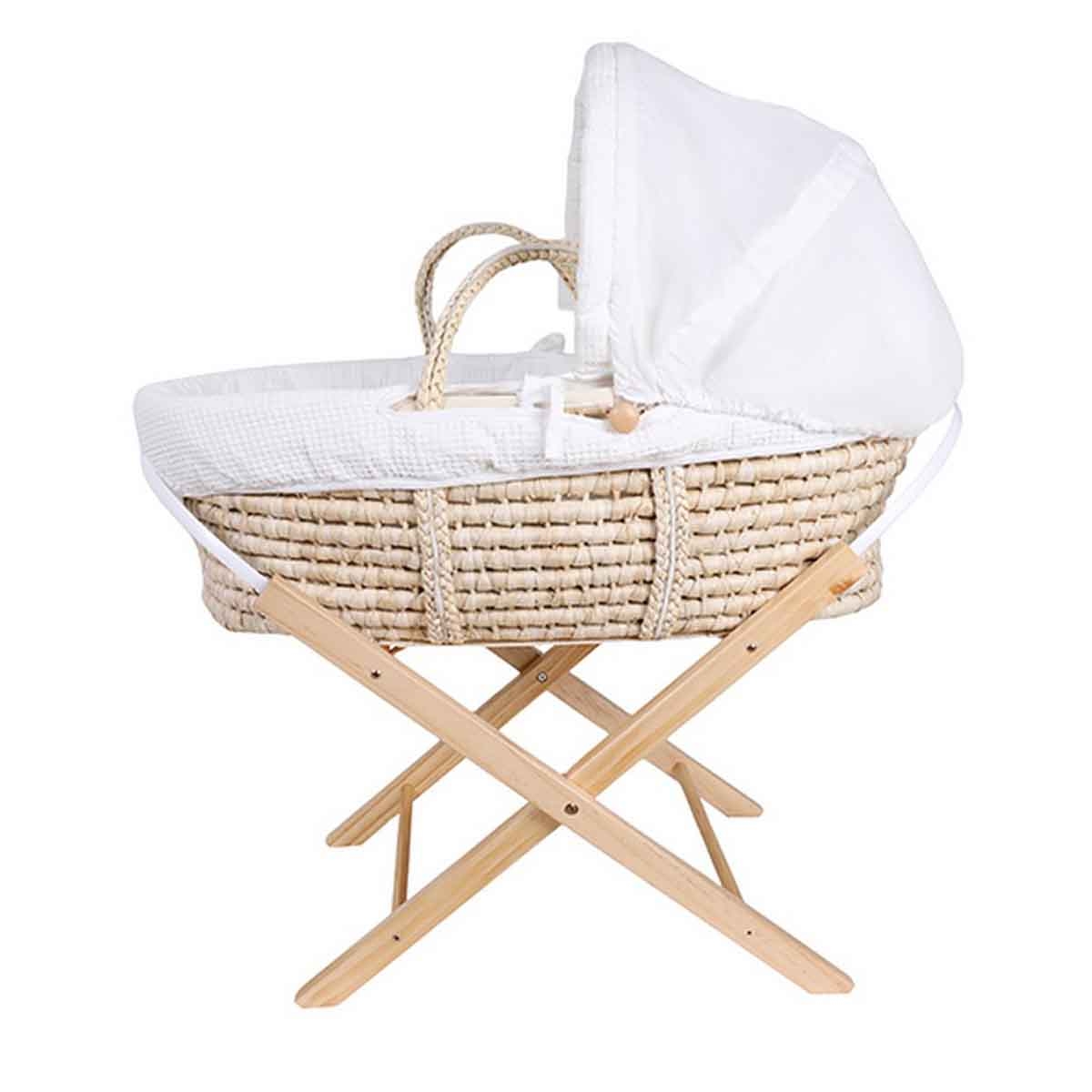 كيكي بيبي سلة موسى خشبية لحظات المرح مع قاعدة قابلة للطي للأطفال من عمر 0-2 سنة