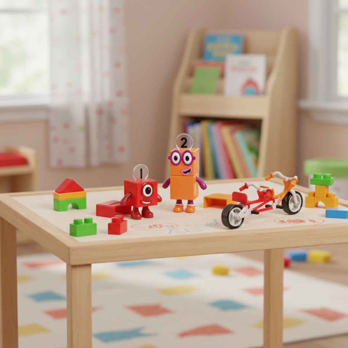 ليرننغ ريسورسز مجموعة لعب مغامرة الدراجة نمبر بلوكس واحد واثنان للجنسين، 3-4 سنوات