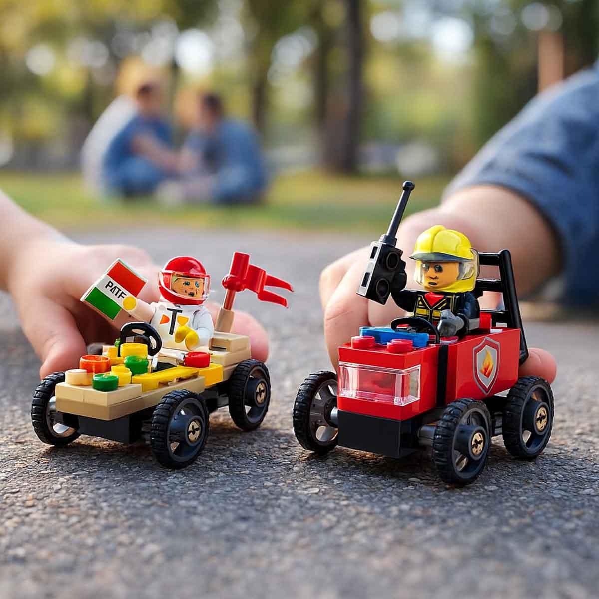 ليغو لعبة سباق شاحنة الإطفاء ضد عربة البيتزا للجنسين، ٥–٧ سنوات