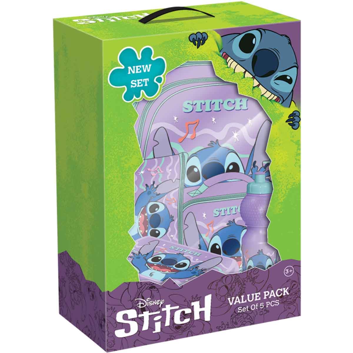 ليليو & ستيتش مجموعة حقيبة ترولي 5 في 1 مقاس 16 انش مع صندوق غداء وزجاجة ومقلمة وحقيبة غداء