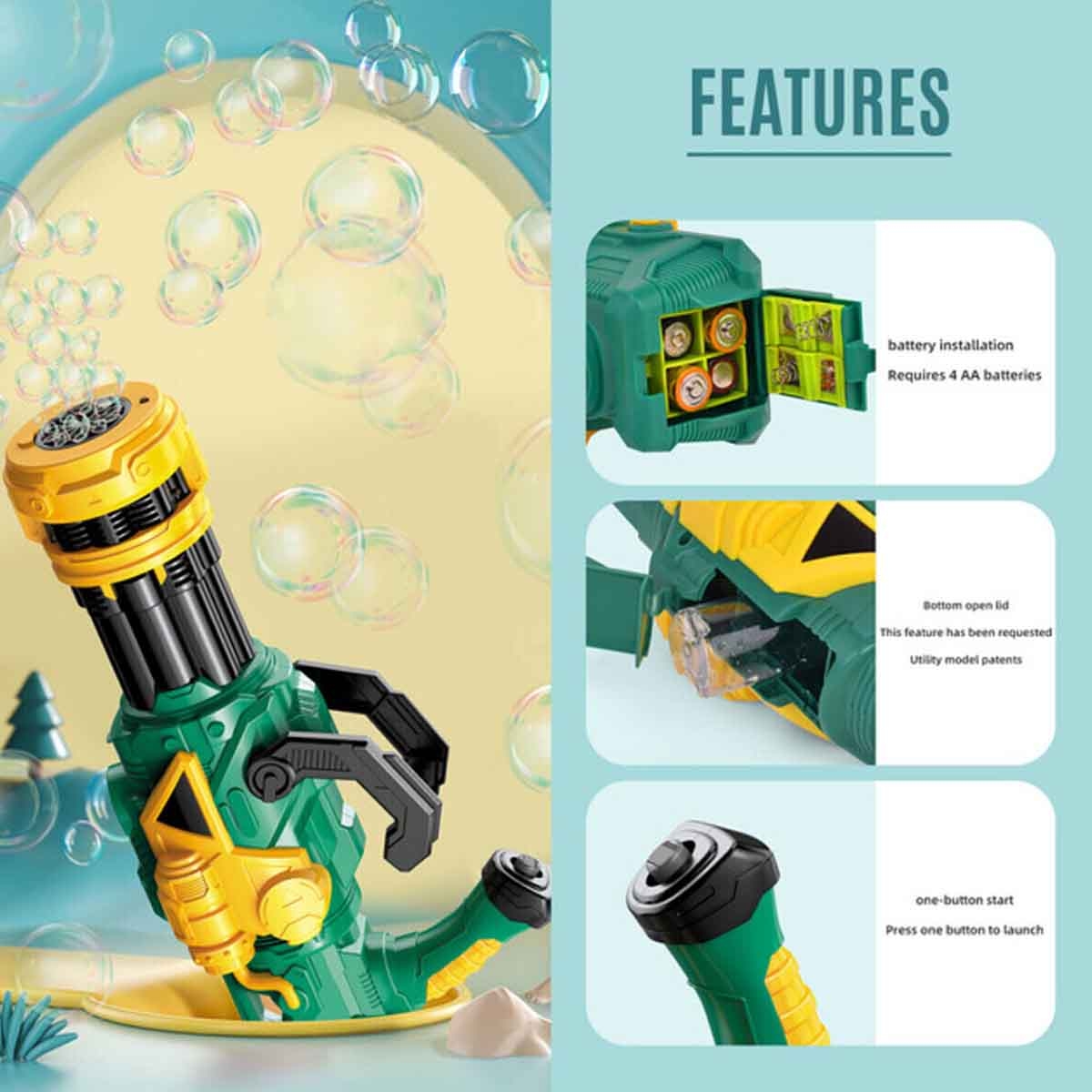 ليتل ستوري لعبة فقاعات بـ 10 فتحات باللون الأخضر للجنسين، 3-4 سنوات