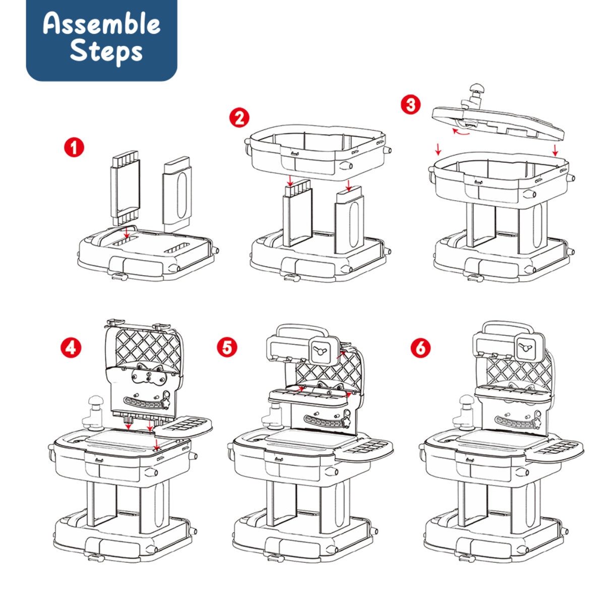 ليتل ستوري مجموعة لعب تقمص الأدوار طاهٍ/مطبخ/مطعم 2 في 1 زرقاء على شكل حقيبة مدرسية للجنسين، 3-4 سنوات