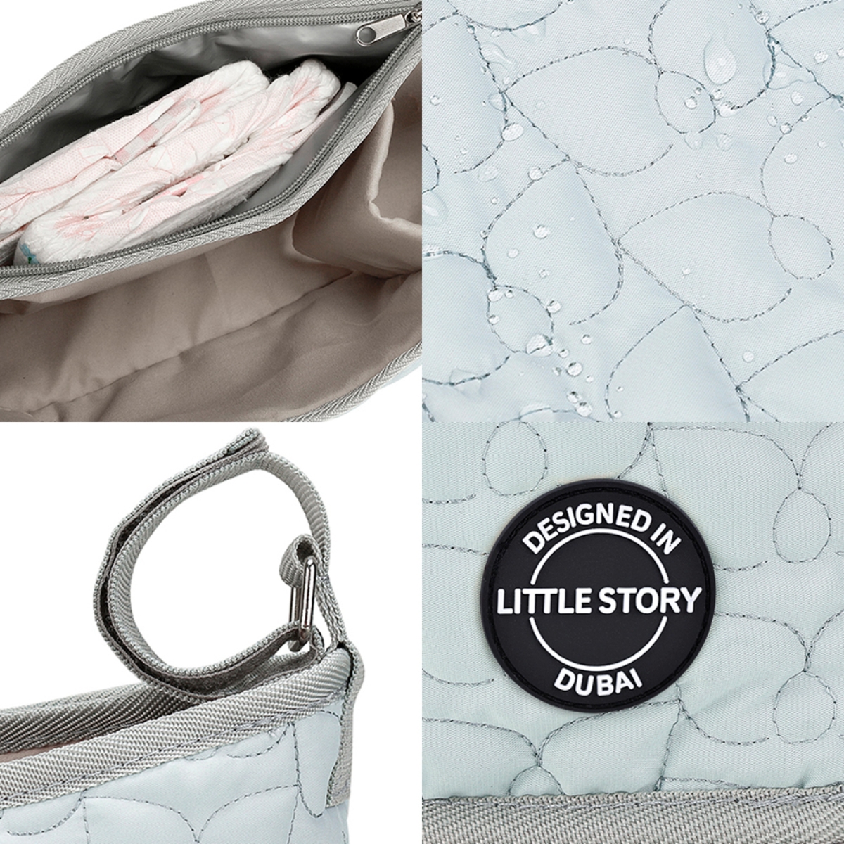 ليتل ستوري حقيبة عربة مبطنة فاخرة باللون الأزرق للأطفال من عمر 0 إلى 2 سنة