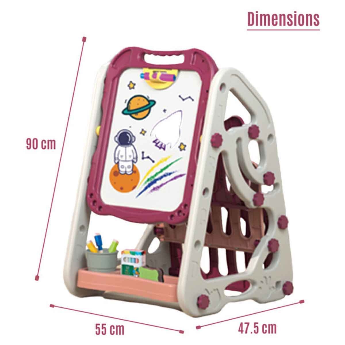 ليتل ستوري لوح رسم مغناطيسي متعدد الوظائف مزدوج الجانبين مع رف كتب