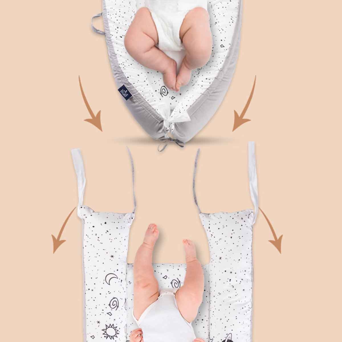 ليتل ستوري سرير استرخاء للمواليد بحشوة لينة وقابلة للتنفس — نقش المجرة للأطفال، 0–2 سنة