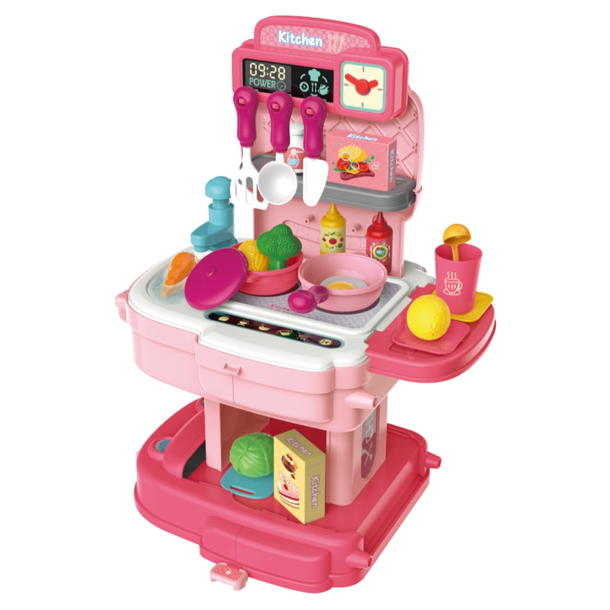 Little Story Pink 2-In-1 Mode Chef/Kitchen/Restaurant Role Play Toy Set School Bag Unisex, 3-4 Years