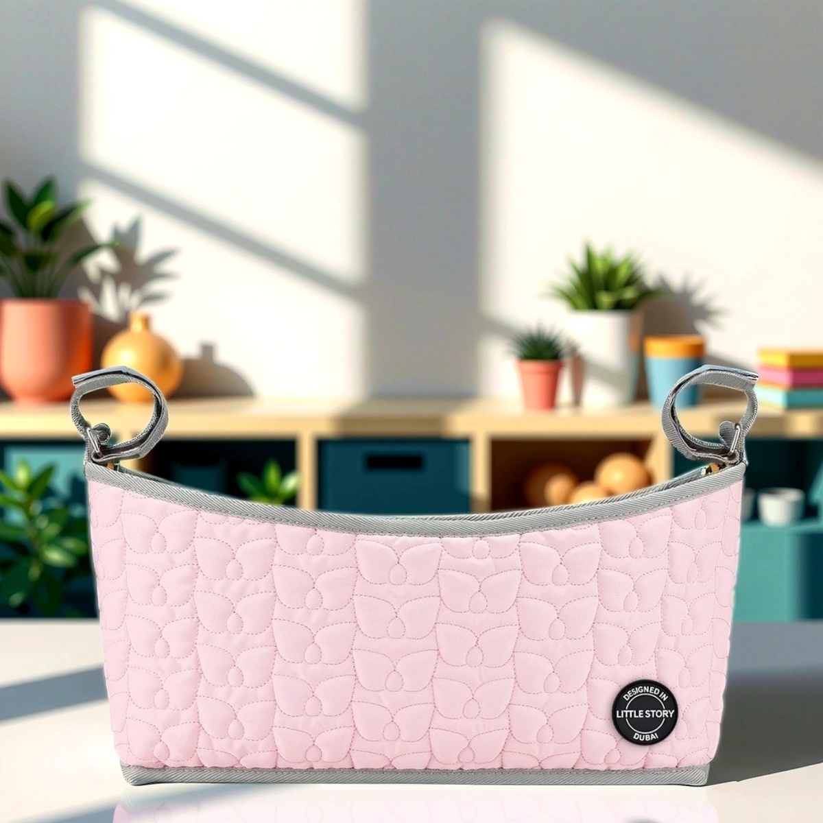 ليتل ستوري حقيبة عربة مبطنة فاخرة باللون الوردي للأطفال من عمر 0 إلى 2 سنة