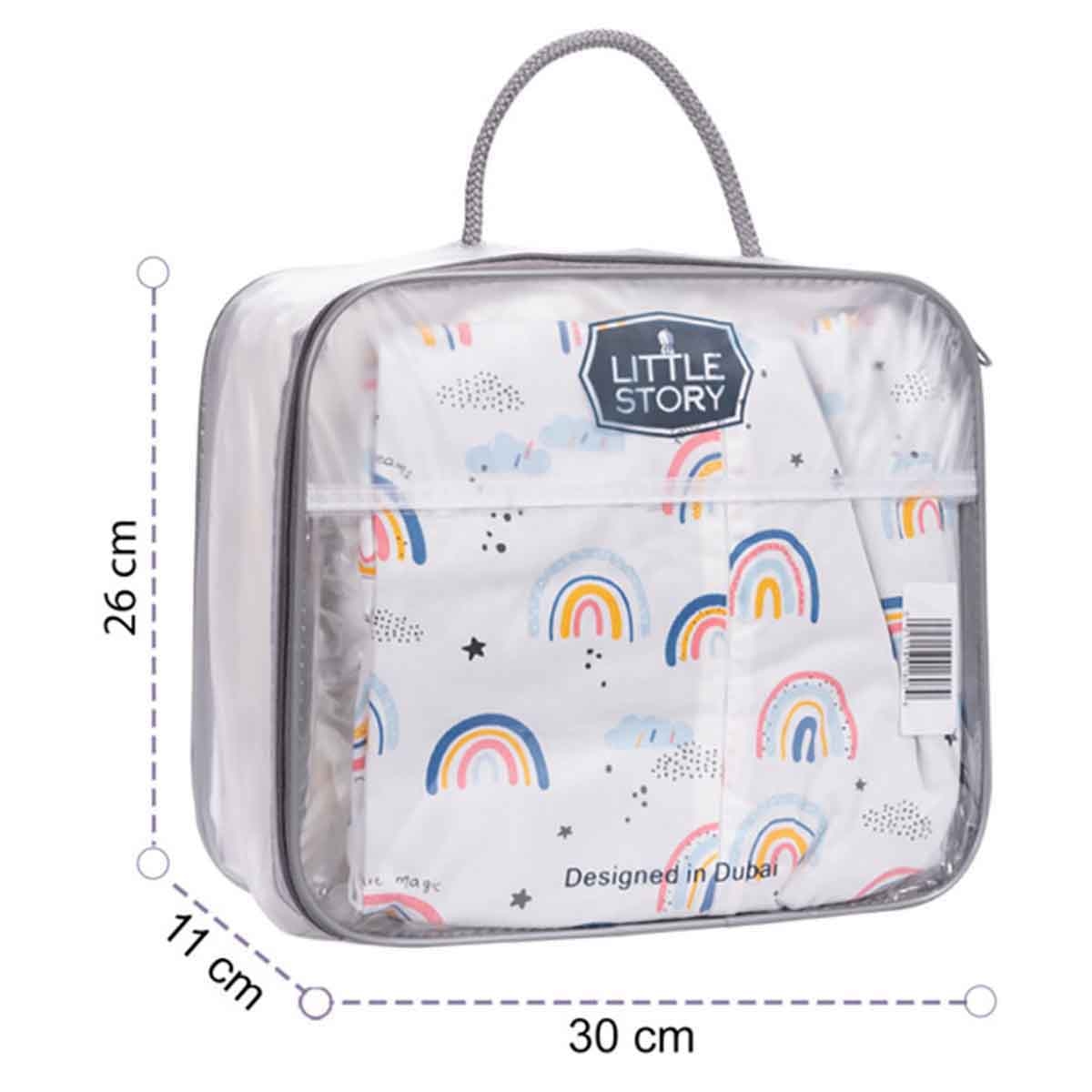 ليتل ستوري سرير استرخاء للمواليد بحشوة صن شاين رمادية قابلة للتنفس للأطفال 0-2 سنوات