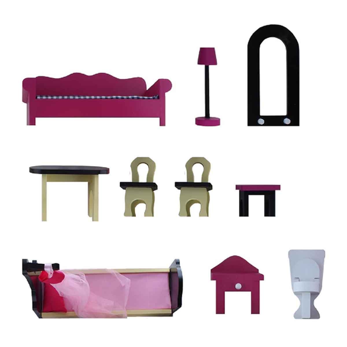 ليتل ستوري بيت دمى خشبي كبير جدًا بثلاثة طوابق مع مصعد وأثاث واكسسوارات للبنات، 3–4 سنوات