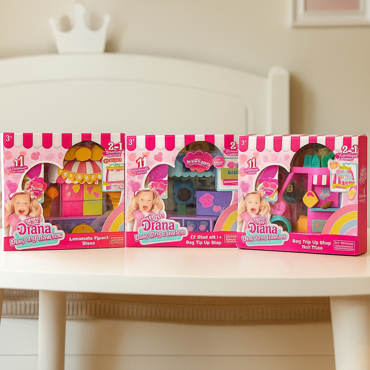 لوف، ديانا دمية بحجم 3.5 إنش ومجموعة لعب متنوعة للبنات من عمر 3 إلى 4 سنوات