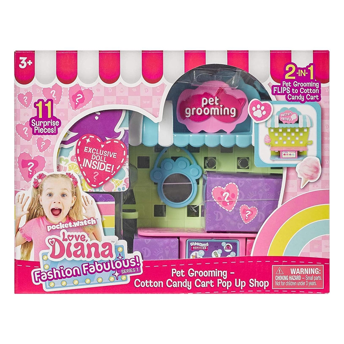 لوف، ديانا دمية بحجم 3.5 إنش ومجموعة لعب متنوعة للبنات من عمر 3 إلى 4 سنوات