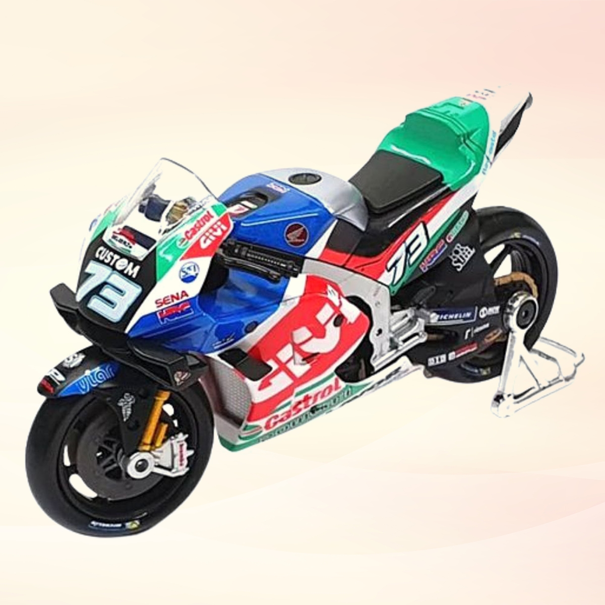 مايستو دراجة نارية هوندا LCR RC213V 2021 بمقياس 1:18 مصبوبة معدنية للأولاد، 3-4 سنوات