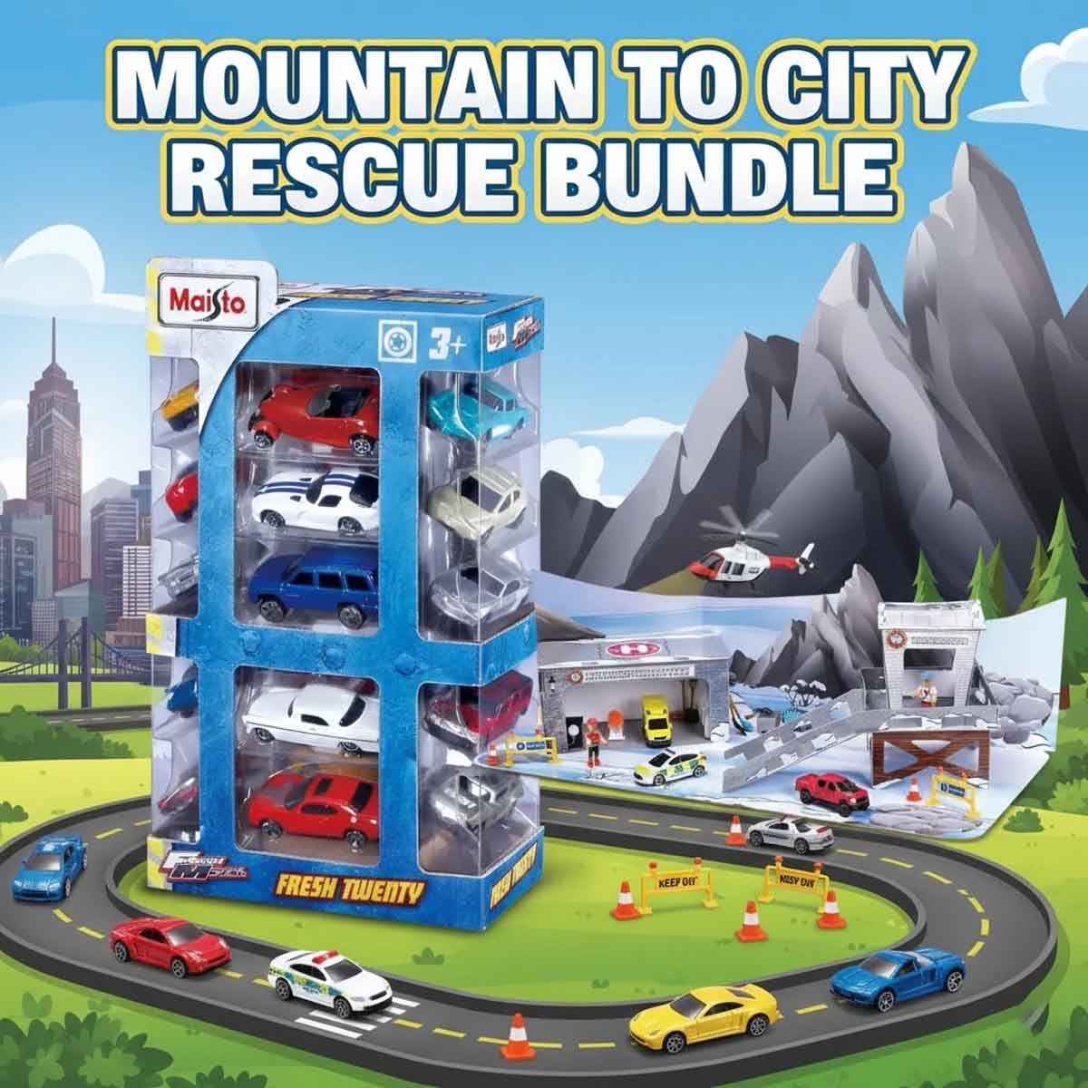 مايستو مجموعة إنقاذ الجبال للتركيب واللعب مع مركبة دايكاست فريش ميتال، للجنسين، 3-4 سنوات