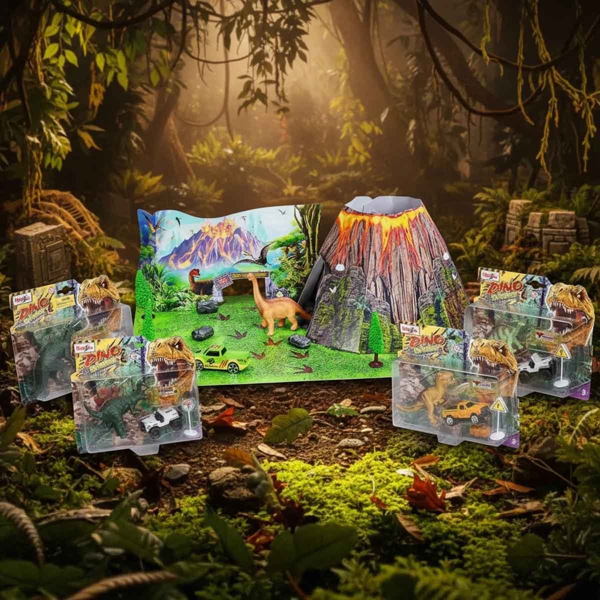 مايستو مجموعة تركيب الديناصور واللعب مع مجموعة سيارات دايكاست مغامرة الديناصور، للأولاد، 3-4 سنوات