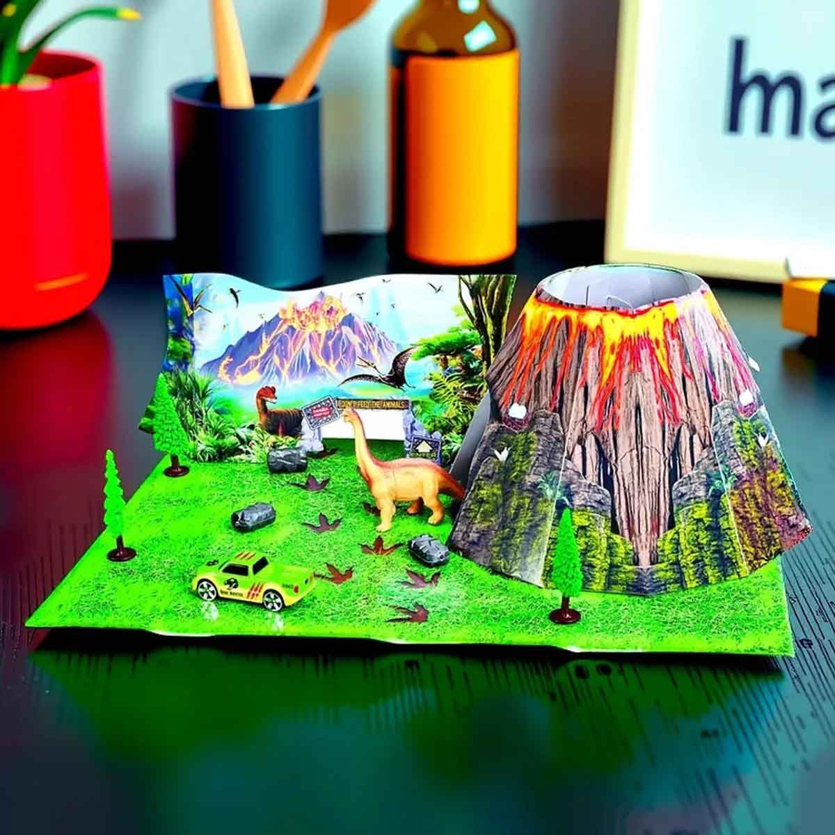 مايستو مجموعة تركيب الديناصور واللعب مع مجموعة سيارات دايكاست مغامرة الديناصور، للأولاد، 3-4 سنوات