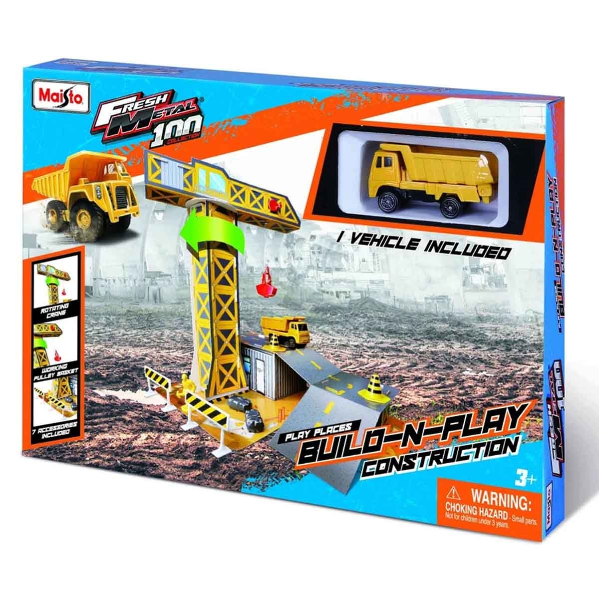 مايستو مجموعة مركبة فولفو وبوبكات الصغيرة مع مجموعة موقع البناء للتركيب واللعب، للأولاد، 3-4 سنوات