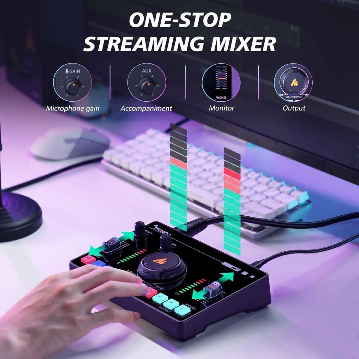 ماونوكاستر AMC2 NEO أسود ميكسر صوت للبث المباشر