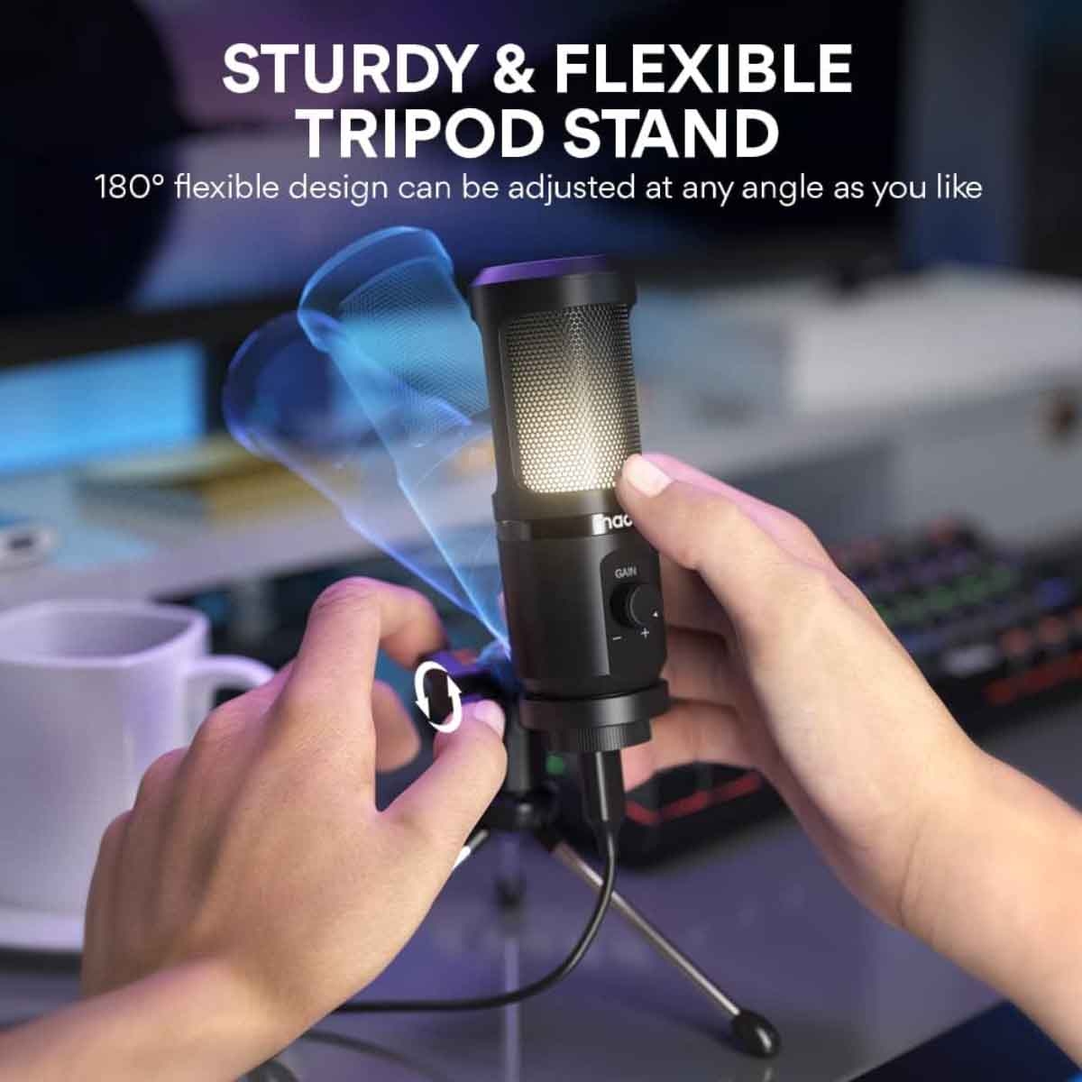 ماونوكاستر AU-PM461TR ميكروفون ألعاب USB بإضاءة RGB