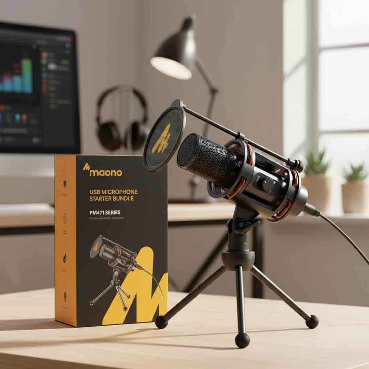 ماونوكاستر AU-PM471TS حزمة ميكروفون استوديو USB