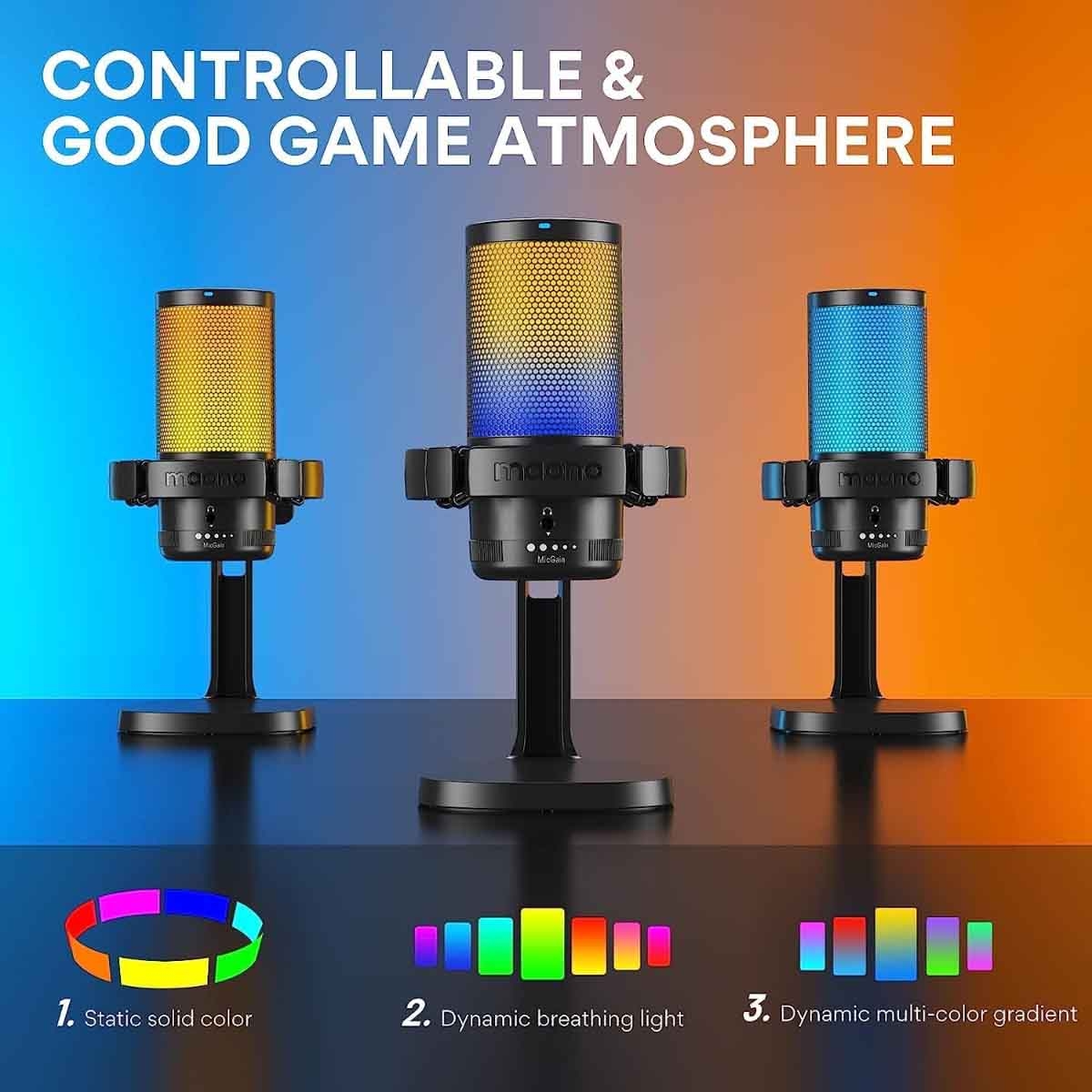 ماونوكاستر DM20 أسود مايك ألعاب RGB GamerWave USB