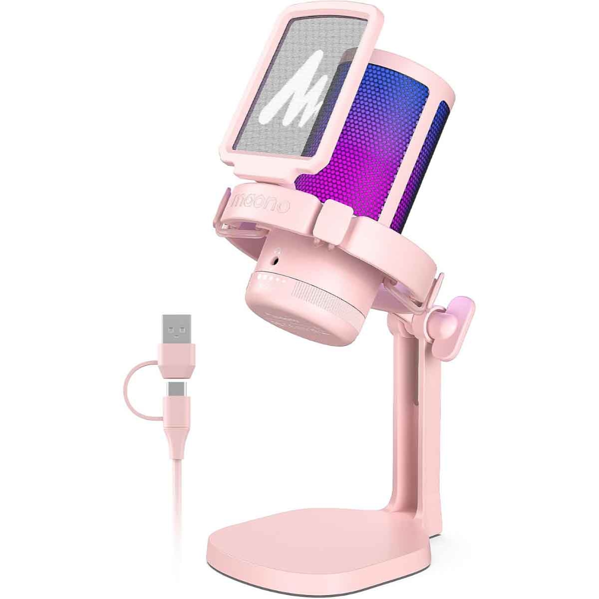 ماونوكاستر DM20 وردي مايك ألعاب RGB GamerWave USB