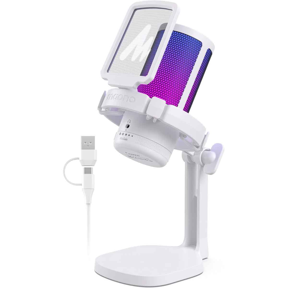 ماونوكاستر DM20 أبيض مايك ألعاب RGB GamerWave USB