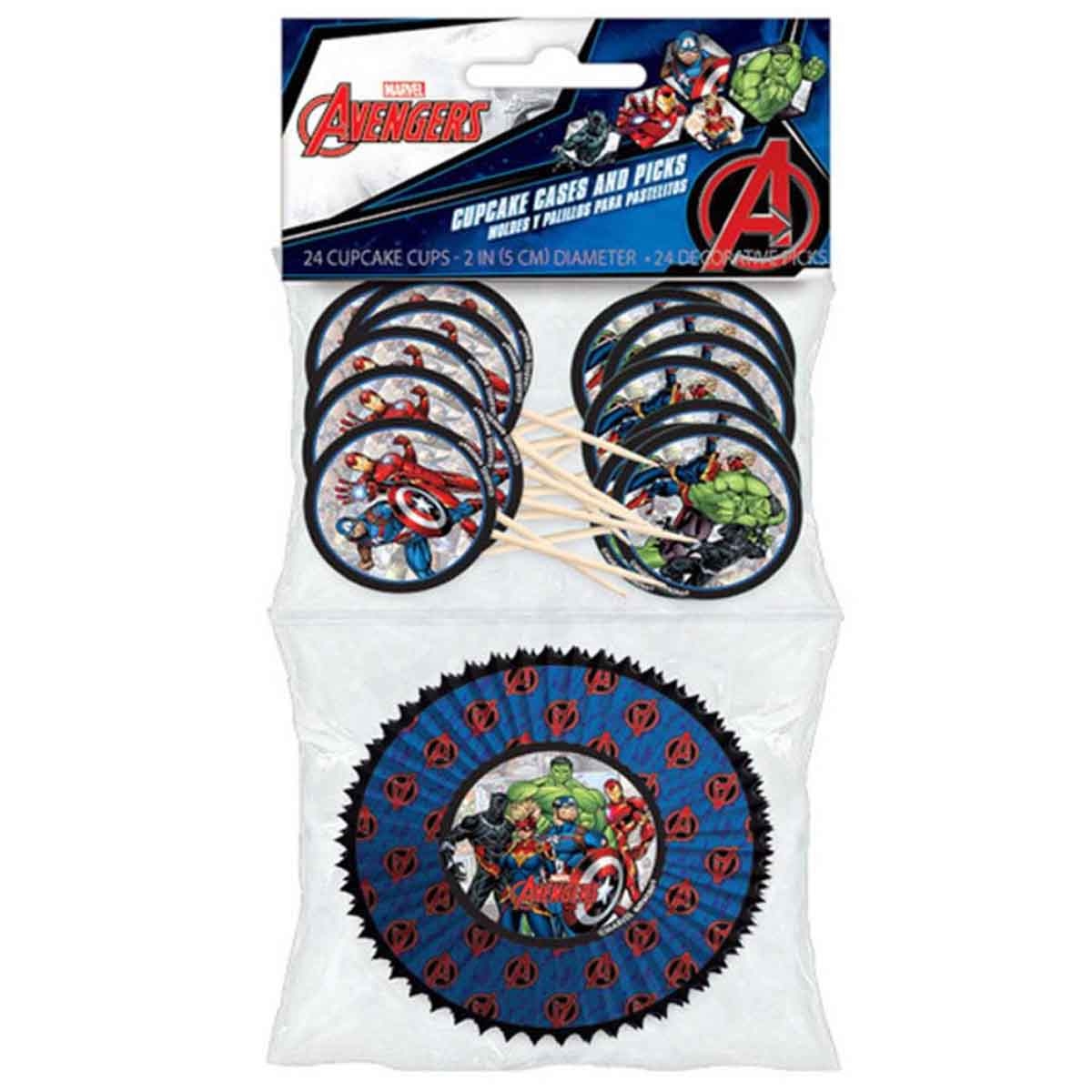 مارفل أفنجرز مجموعة قوالب كب كيك مع أعواد عدد 48 قطعة