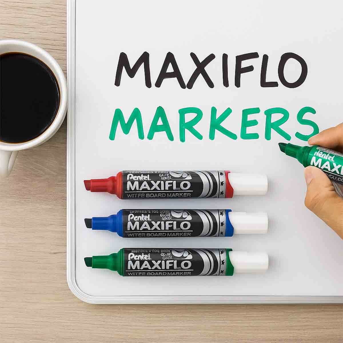 ماكسيفلو مجموعة أقلام وايت بورد بطرف مائل، مجموعة من 4