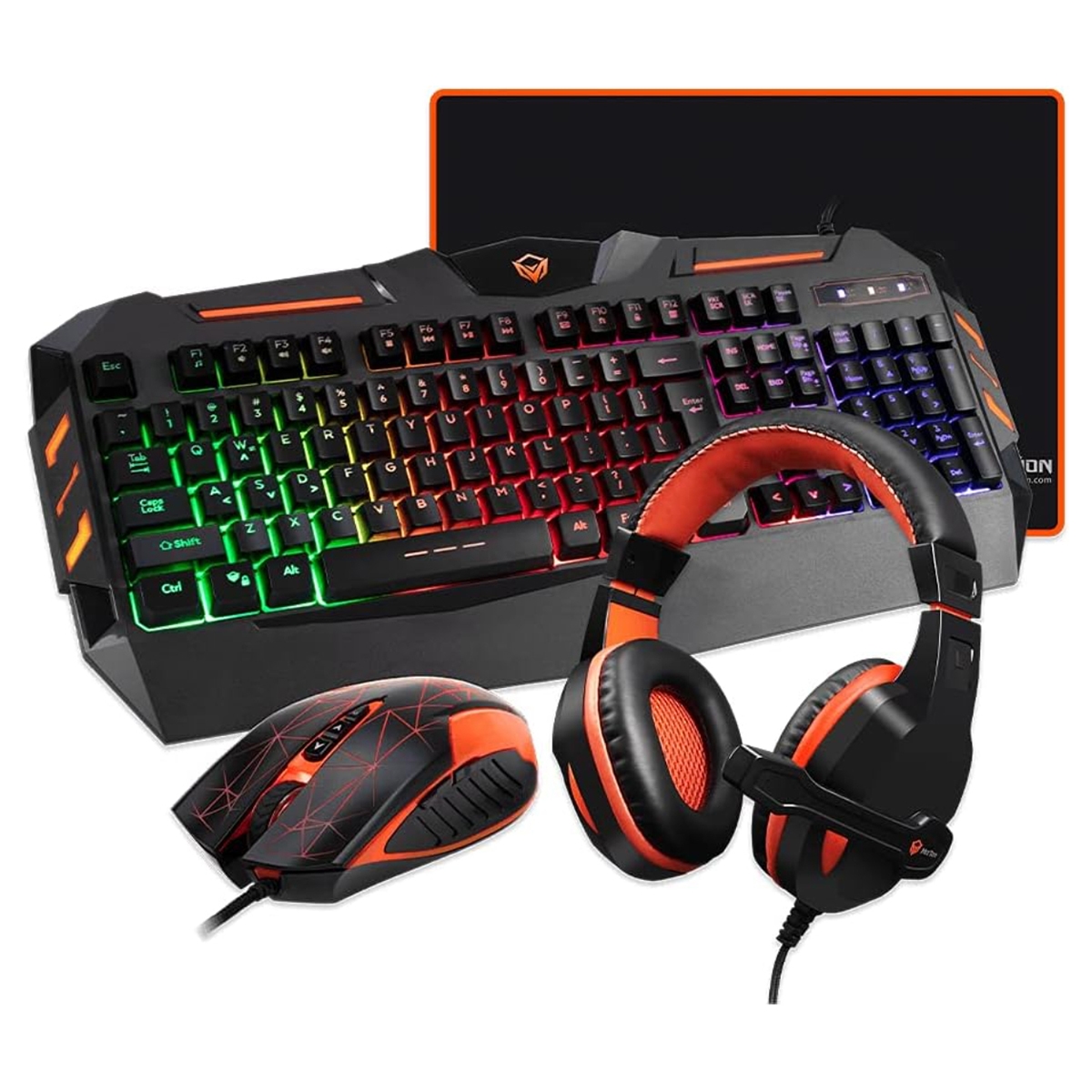 ميتيون لوحة مفاتيح سلكية بإضاءة خلفية ملونة مجموعة من 4