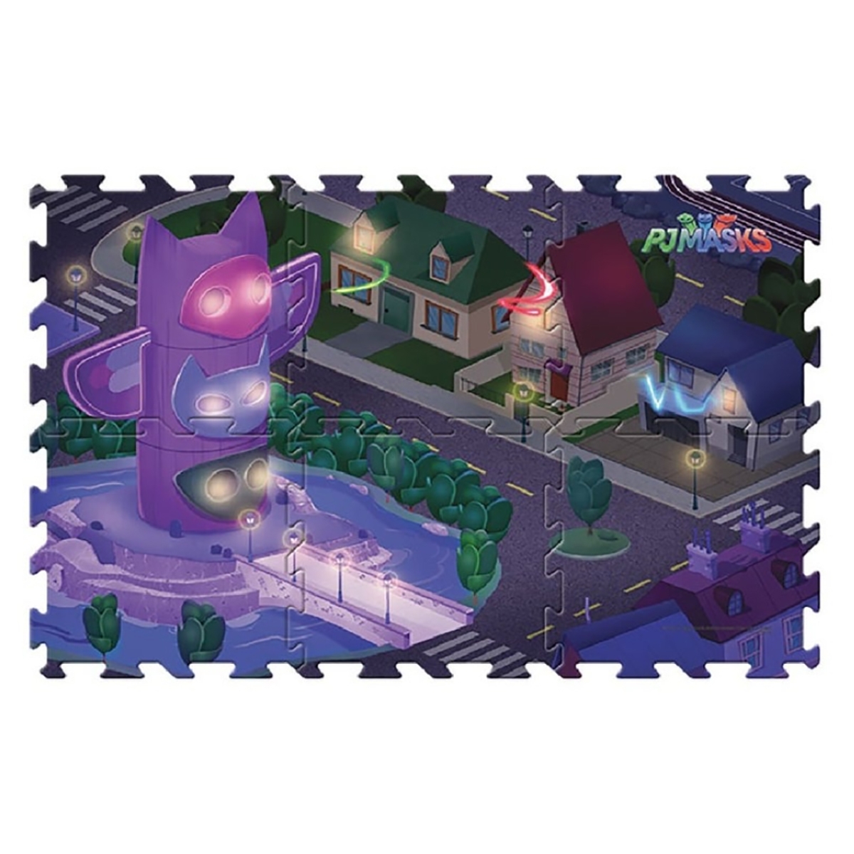 ميجا مات سجادة لعب 6 قطع PJ ماسكس مع مركبة للجنسين، 3-4 سنوات