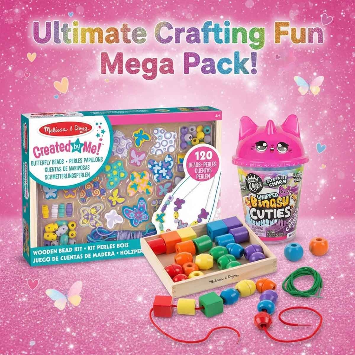 ميليسا آند دوغ مجموعة خرز الفراشة وطقم خرز الخيط مع سلايم بينغسو كومباوند كينغز، للجنسين، 3-7 سنوات