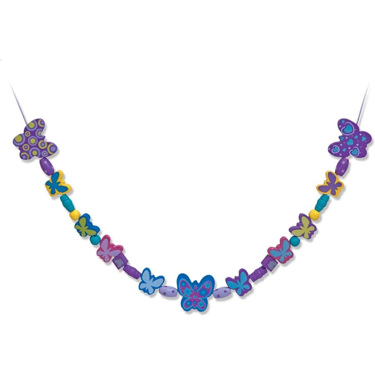 ميليسا آند دوغ مجموعة خرز خشبي على شكل فراشات اصنعها بنفسك للجنسين، 5-7 سنوات