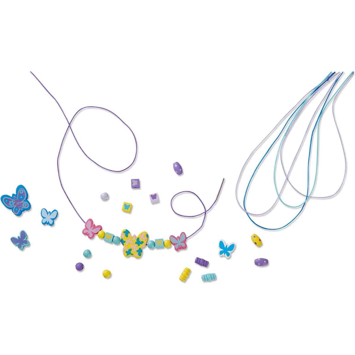 ميليسا آند دوغ مجموعة خرز خشبي على شكل فراشات اصنعها بنفسك للجنسين، 5-7 سنوات