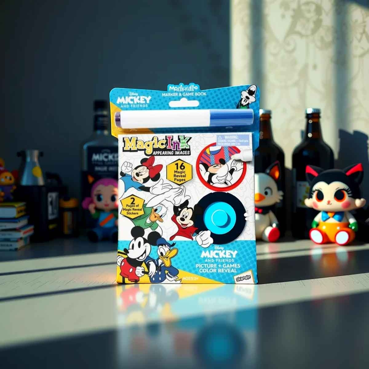 ميكي وأصدقاؤه كتاب الحبر السحري مع ملصقات للجنسين، عمر 3-4 سنوات
