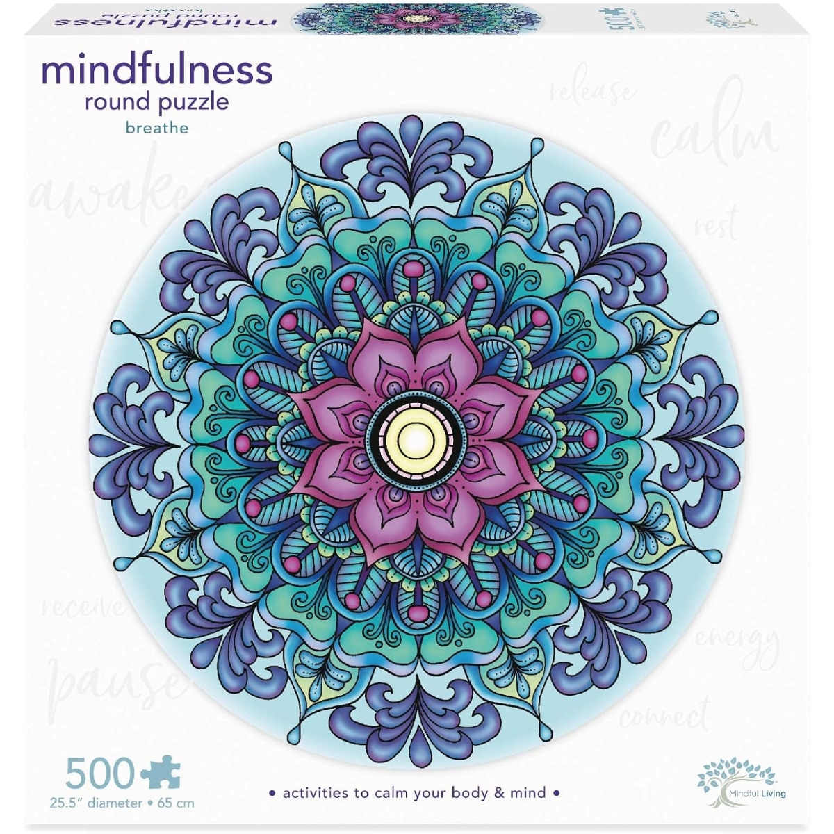 مايندفول ليفينغ أحجية جغسو مستديرة ماندالا للتنفس واليقظة للجنسين، 5-7 سنوات