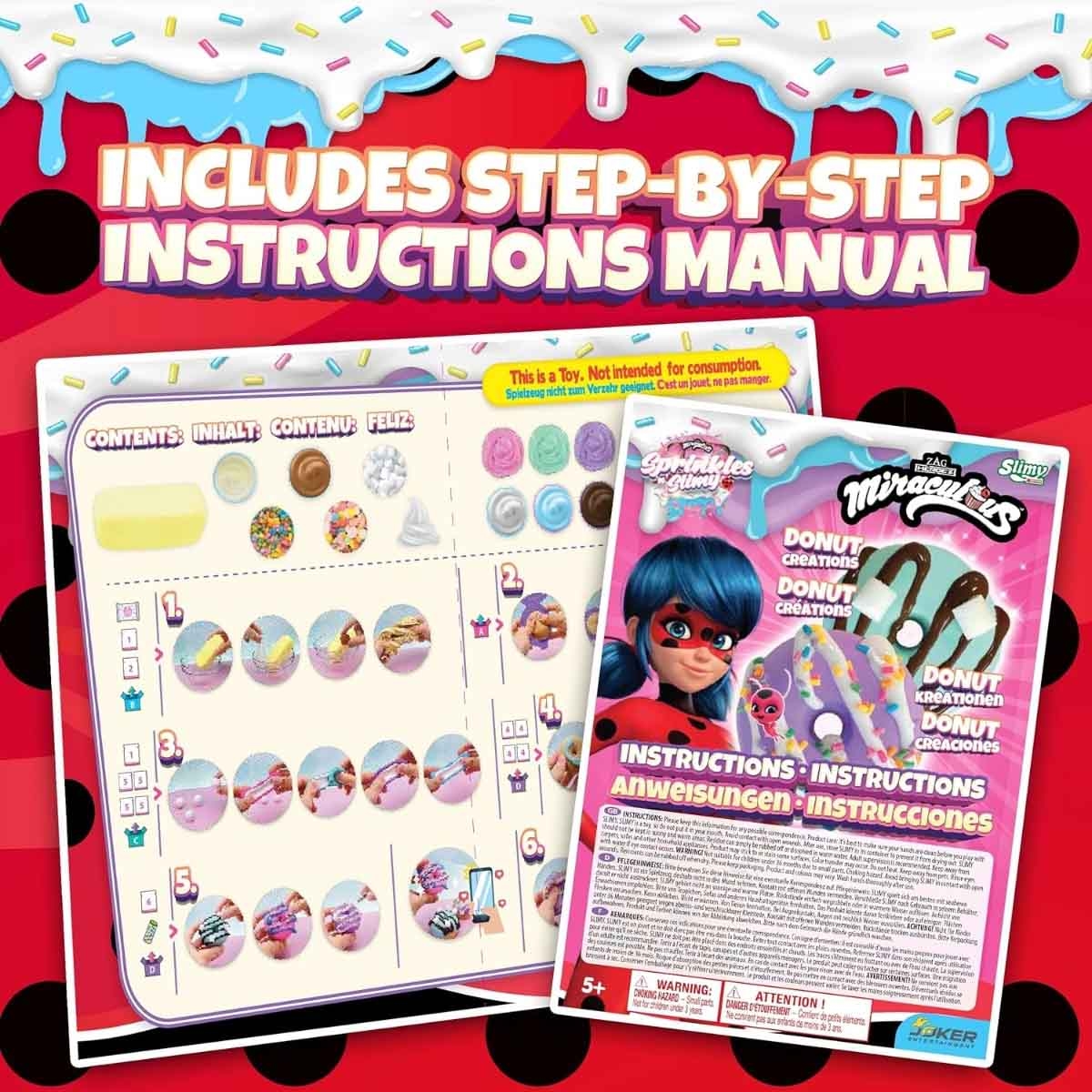ميراكيولس مجموعة سلايم ميلك شيك وطقم صنع دوناتس سلايمي مع ماكرون سلايمي مجموعة، للبنات، 5-7 سنوات